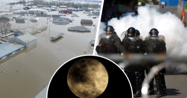 صور.. العالم هذا الصباح.. ظهور آخر قمر عملاق فى 2019 بسماء الولايات المتحدة.. تظاهرات فى السلفادور احتجاجا على خصخصة شركات المياه.. وخسائر بملايين الدولارات بسبب فيضانات ولايتى نبراسكا وأيوا فى أمريكا