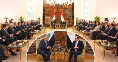 الرئيس يؤكد ضرورة استكمال الجهود العربية والدولية لمحاربة الإرهاب بجميع صوره وأشكاله.. السيسي لرئيس وزراء العراق: لمست إرادة سياسية وعزما حقيقيا لاستكمال جهود بناء عراق جديد قوى وواعد يفتح ذراعيه لأبناء الوطن