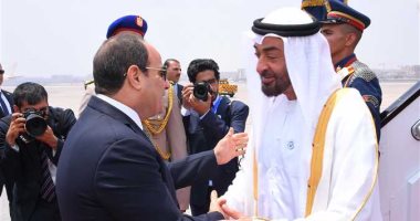ولي عهد أبو ظبى يصل مطار برج العرب للقاء الرئيس السيسى