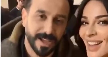 فيديو.. شاهد كيف احتفلت نادين نجيم بعيد ميلاد قصى خولى 