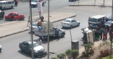 قارئ يشارك بصور حادث مرور بطريق النصر أمام المركز الطبى للمقاولين العرب
