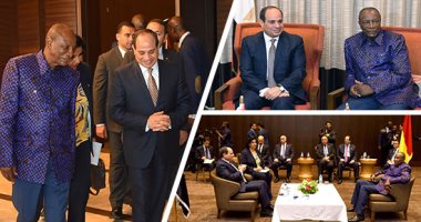 السيسي أول رئيس مصرى يزور غينيا منذ 50 عاماً .. الرئيس يؤكد حرص مصر على مواصلة تقديم الدعم الفني للأشقاء الغينيين في مجال بناء القدرات والتدريب الأمني والعسكرى.. و"كوندي":القارة تحتاج تعظيم انخراط مصر الإيجابي 