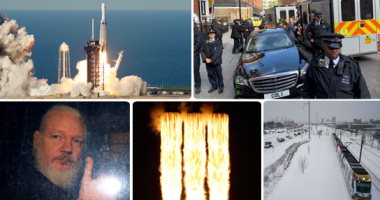 صور.. العالم هذا الصباح.. عواصف ثلجية تضرب أجزاء من الولايات المتحدة الأمريكية.. "SpaceX" تنجح فى إطلاق أقوى صاروخ إلى الفضاء.. اعتقال مؤسس ويكيليكس من داخل سفارة الإكوادور فى لندن