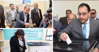 صور.. حكومة مدبولى تقود صفوف المشاركين فى الاستفتاء على تعديل الدستور.. رئيس الوزراء أول المصوتين و8 وزراء.. العصار: نعم للتعديلات.. وزيرة الصحة: المشاركة واجب وطنى.. إيناس عبد الدايم: التصويت حق أصيل لكل مواطن