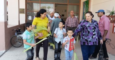 فيديو وصور.. أقباط يحتشدون أمام لجان الاستفتاء على التعديلات بـ"سعف النخيل"
