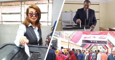 الوزراء فى مقدمة صفوف الاستفتاء لليوم الثانى.. وزيرا القوى العاملة والتضامن يدليان بصوتيهما.. الشباب يتصدرون المشهد بالأعلام.. وإقبال كثيف للمواطنين على اللجان.. وبرلمانى:   رسالة قوية للمتربصين بمصر " صور" 