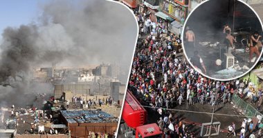صور.. تفاصيل حريق الموسكى.. المعاينة: الحريق التهم 54 محلا فى مول الشهابورة.. والتحريات: ماس كهربائى وراء اندلاع النيران.. والنيابة: حجم الخسائر من 30 لـ50 مليون جنيه.. وانتداب المعمل الجنائى لمعرفة الأسباب