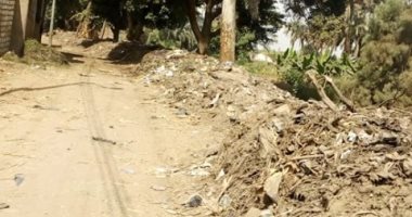 أهالى جزيرة الطوابية بقنا يتضررون من إلقاء مخلفات مصرف بالطريق
