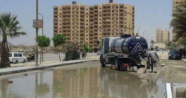 إصلاح كسر ماسورة مياه بحلوان.. وحملة لرفع إشغالات الباعة الجائلين