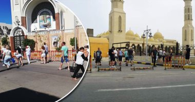 فيديو وصور.. مسجد الميناء الكبير وكنيسة الأنبا شنودة أكبر المزارات الدينية بالغردقة.. سائحو أكثر من 30 دولة يزورون المسجد والكنيسة يوميا.. والمركز الثقافى الإسلامى منارة للفكر الوسطى بين الأجانب