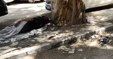 "إحنا معاك".. قارئ يشارك "صحافة المواطن" بصورة لرجل بلا مأوى بشارع جامعة الدول