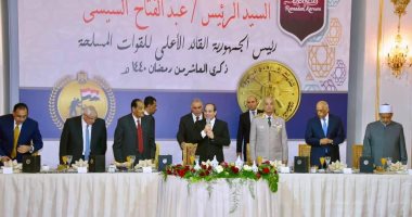 فيديو وصور.. الرئيس السيسى يشارك فى حفل الإفطار السنوى للقوات المسلحة