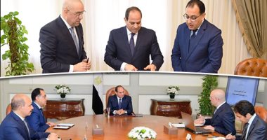 الرئيس يبحث مع مدبولى والجزار الموقف التنفيذى لمشروعات العاصمة الإدارية والمدن الجديدة والصرف الصحي.. السيسي يوجه بالانتهاء من المشروعات وفق الجداول الزمنية المقررة ومعايير الجودة المتعاقد عليها.. صور