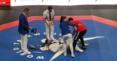 إصابة محمد أيمن لاعب منتخب التايكوندو فى بطولة العالم
