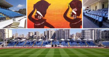 صور.. استاد الإسكندرية كما لم تره من قبل.. الاستاد الدولى فى أبهى صوره بعد انتهاء التطوير استعدادا لأمم أفريقيا 2019.. السور الخلفى يتزين بـ30 صورة رسم جرافيتى تعبر عن القارة.. واللجنة تتسلمه الأسبوع المقبل