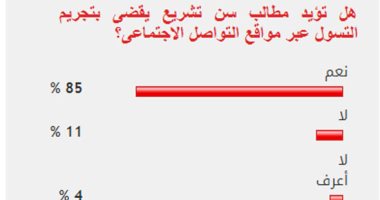 85% من القراء يؤيدون سن تشريع يجرم التسول على مواقع التواصل الاجتماعى