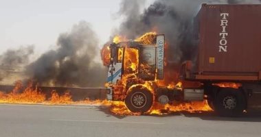 حريق فى مقطورة بالطريق الإقليمى بالعاشر من رمضان