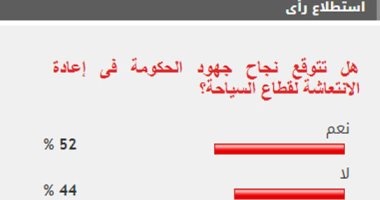 52% من القراء يتوقعون نجاح خطة الحكومة فى إعادة الانتعاشة لقطاع السياحة