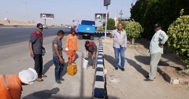 صور..تطوير الشوارع المحيطة باستاد الدفاع الجوى استعدادا لبطولة أمم إفريقيا