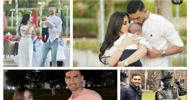 قصة صور.. حارس الإسماعيلى فى لحظات مبهجة مع "حنين ومراد"