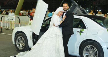 أول فوتوسيشن لعروسين على كوبرى تحيا مصر بمحور روض الفرج فى العيد