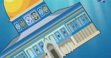 كاريكاتير الصحف الكويتية : الاحتلال الاسرائيلى سمكة تحاول ابتلاع المسجد الاقصى