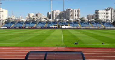 صور.. استاد الإسكندرية جاهز لاستقبال "الكان"..الملعب يتزين لاستضافة 7مباريات