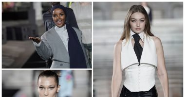 بيلا وجيجى حديد وحليمة عدن فى عرض أزياء LUISAVIAROMA للتسعينات بفلورنسا
