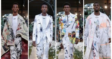 جيجى حديد تنهى عرض off white لملابس الرجال بأسبوع الموضة بباريس
