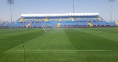 شاهد.. اللمسات الأخيرة لاستاد السويس الجديد باللون الأزرق