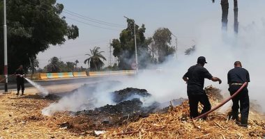 صور.. السيطرة على حريق شب بالحشائش والمخلفات الزراعية على إحدى الترع بأسيوط