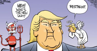ملاك وشيطان.. ماذا يدور فى عقل ترامب حول إيران؟ كاريكاتير USA Today يجيب