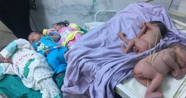 صور.. سيدة تلد 5 توائم بعد تأخر الحمل 7 سنوات فى المحلة