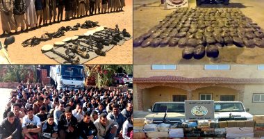 "العيون الساهرة".. نشاط مكثف لقوات حرس الحدود على كافه الاتجاهات الاستراتيجية خلال شهر.. ضبط 18 قنبلة معدة للتفجير و20 دانة و392 ألف قرص مخدر و4341 كيلو جرام لجوهر الحشيش والبانجو المخدر و2 نفق بشمال سيناء  