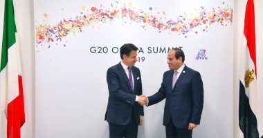 السيسى يلتقى رئيس الوزراء الإيطالى جيوسبى كونتى على هامش قمة العشرين 