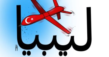 كاريكاتير صحف الإمارات.. قطر وتركيا تدعمان المليشيات المسلحة فى ليبيا
