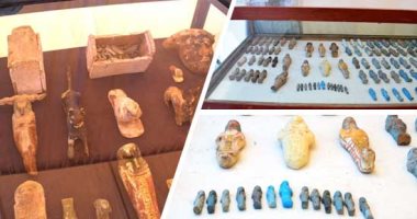 عرض 10 قطع يشبته فى أثريتها على خبراء لفحصها بعدما ضُبطت بحوزة شخصين فى الهرم