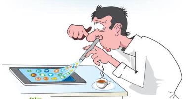 كاريكاتير الصحف السعودية.. مواقع التواصل الاجتماعى إدمان