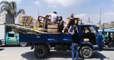 صور ..إزالة 140 حالة إشغال ثابت ومتحرك بشوارع ايتاى البارود بالبحيرة