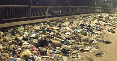 قارئ يشكو من تراكم القمامة أعلى كوبرى ميت عافية بالمنوفية