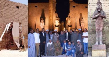صور.. ترميمات جديدة لتمثال الملك رمسيس الثانى بالأقصر بعد 3 أشهر تركيبه.. افتتاح إعادته لموقعه كان فى 18 أبريل الماضى بحضور رئيس الوزراء.. وتغطيته مجدداً لوجود أخطاء فى نسب تركيبه أدت لتضرر مظهره
