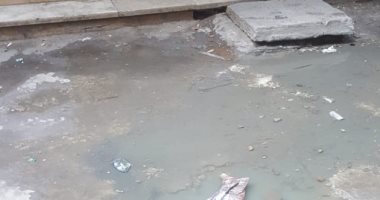 صور .. تسريب مياه شرب بشارع رئيسى بحدائق المعادى