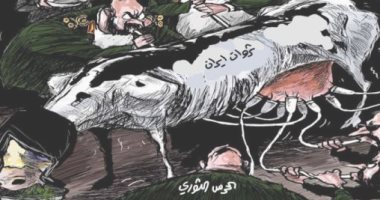 كاريكاتير الصحف السعودية .. الحرس الثورى يلتهم ثروات ايران