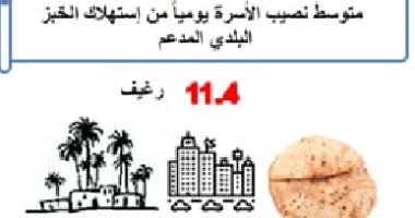الإحصاء: 11.4 رغيف متوسط نصيب الأسرة يوميا من استهلاك الخبز البلدى المدعم