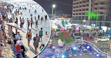 مصيف جمصة يستقبل آلاف المصيفين وتوفير جميع الخدمات وممشى لكبار السن بالشاطئ