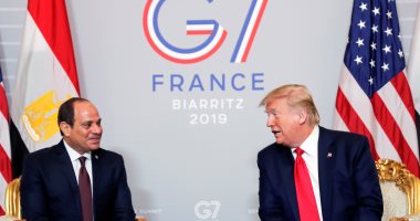 قمة مصرية-أمريكية على هامشG7 .. السيسى يؤكد قوة العلاقات مع واشنطن ويشدد على إيجاد حل عادل وشامل للقضية الفلسطينية.. ترامب يعرب عن تقديره للرئيس ويشيد باستقرار مصر وبرنامجها الاقتصادي وجهود مكافحة الإرهاب
