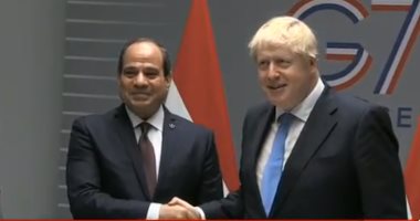الرئيس السيسى يلتقى رئيس وزراء بريطانيا على هامش قمة السبع بفرنسا