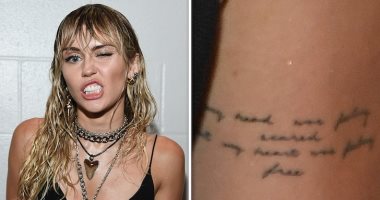 تعرف على الجملة التى كتبتها مايلى سايروس "تاتو" جديد بحفل mtv