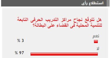 97% من القراء يستبعدون نجاح مراكز التدريب الحرفى فى حل أزمة البطالة