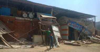 الجيزة تزيل 30 كشكا غير مرخص بشارع المجزر الآلى وسوق عشوائى بالحوامدية